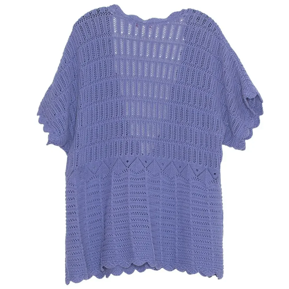 JM Collection Womens Cardigan Sweater Open Knit Boho Cottage Coastal Grandma 3X